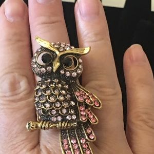JW027 -Owl stretchy ring Pink